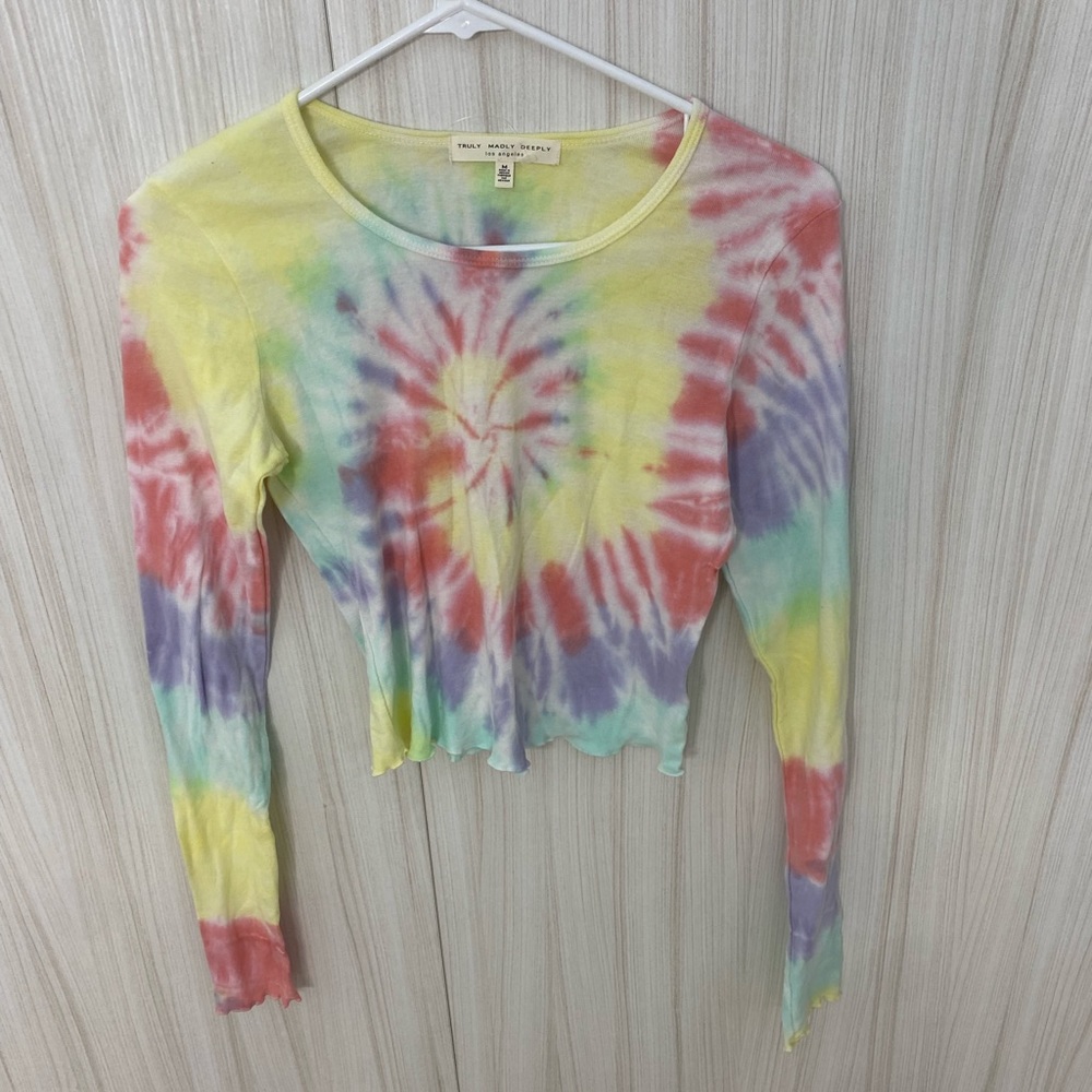 Urban Outfitters Cropped Tie-Dye Long Sleeve Baby Tee